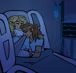 half-body two characters complex background / ~$18